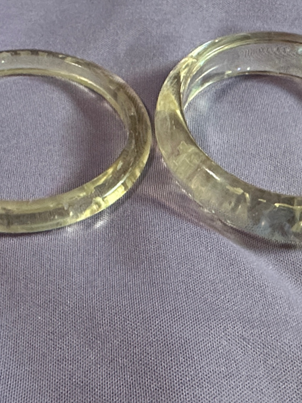 Clear Lucite Style Bangle Bracelets -  Blue & Green Shimmer pisces venus style